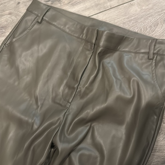 Olive Green pleather  Jeans - Picture 3 of 5